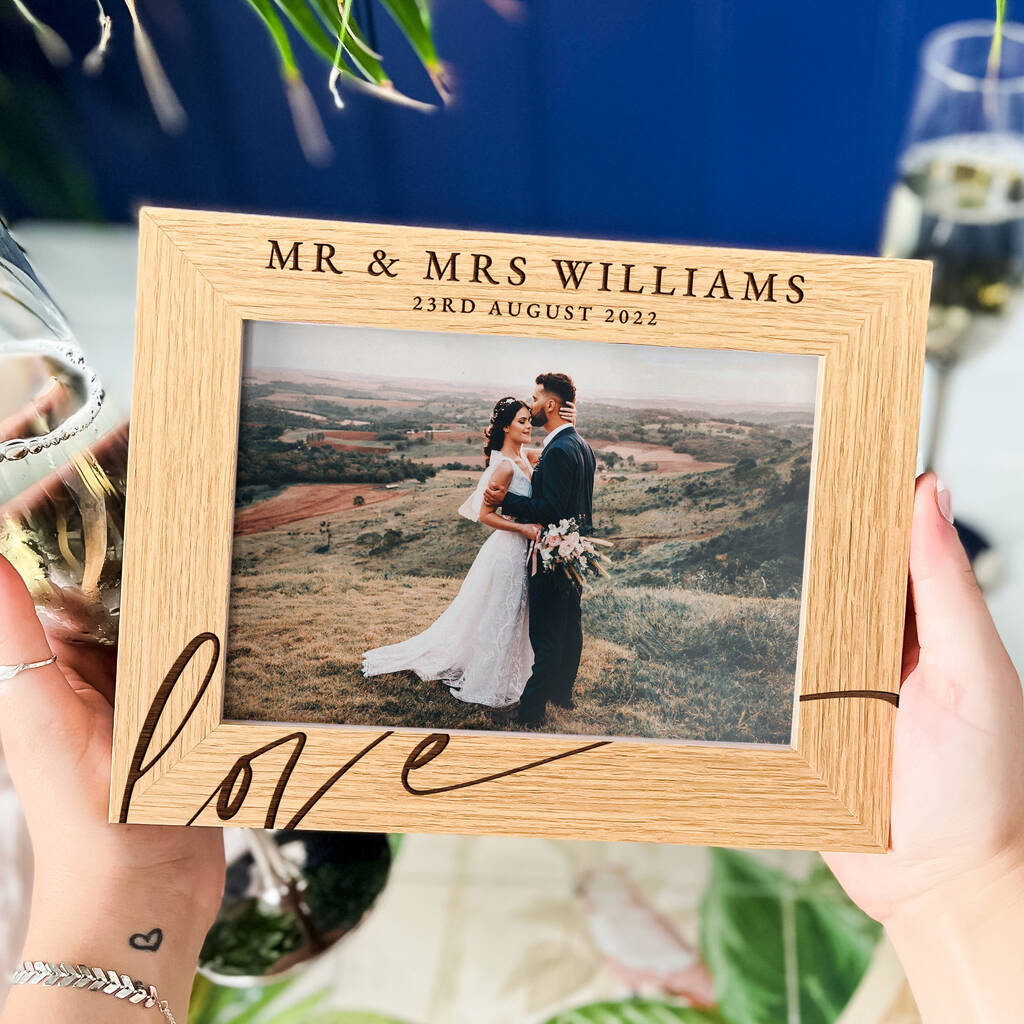 Personalised Wedding Picture Frame Mr And Mrs Gift, 1 of 10