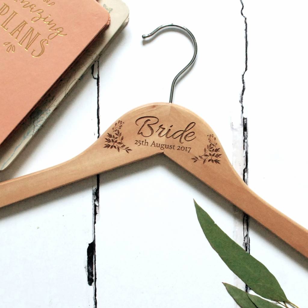 Personalised Pair Of Leaf And Foliage Wedding Hangers, 1 of 2