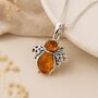 Personalised Sterling Silver Amber Bee Pendant Necklace, thumbnail 3 of 10