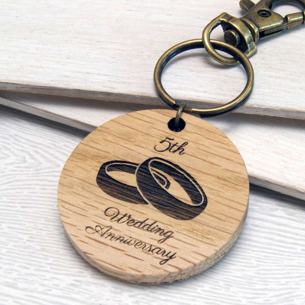 5th Anniversary Gifts
 Personalised 5th Anniversary Wooden Keyring By Urban Twist