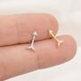 Sterling Silver Tiny Arrow Cz Stud Earrings, thumbnail 3 of 12
