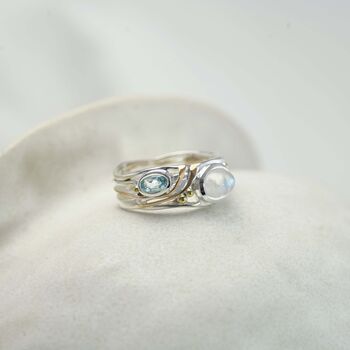 Moonstone And Blue Topaz Ring, 3 of 7