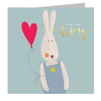 Gold Foiled Baby Bunny Boy Card, 2 of 5