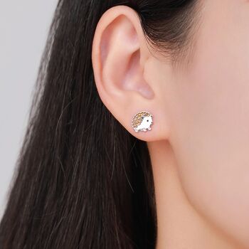 Mismatched Hedgehog And Snail Stud Earrings In Sterling Silver, 4 of 11