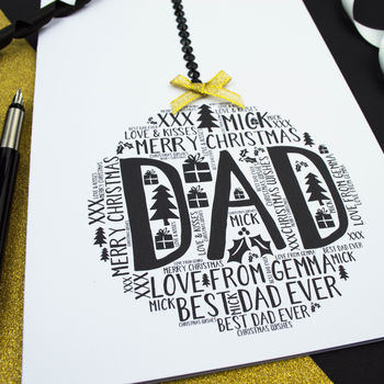 Personalised Dad Christmas Bauble Card, 2 of 3