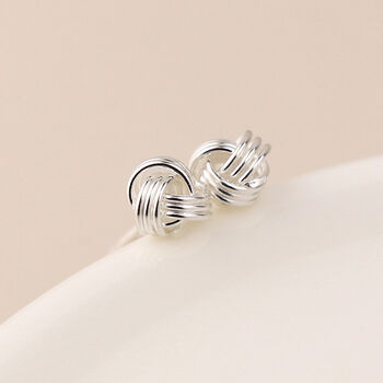Sterling Silver Love Knot Micro Stud Earrings, 3 of 6