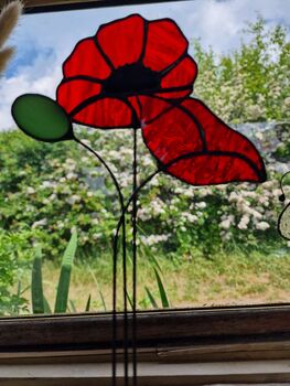 Red Poppy Glass Flower Bouquet, 5 of 6