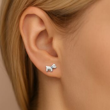 Sterling Silver Westie Scotty Dog Stud Earrings, 5 of 9