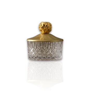 Cut Glass Bowl With Brass Lid And Artichoke Handle, 2 of 2