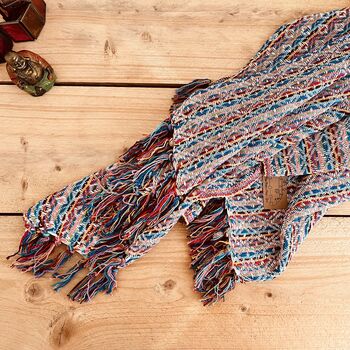 Hand Loomed Recycled Soft Rainbow Blanket Sofa Throw, 5 of 12