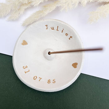 White And Gold Personalised Birthday Incense Dish, 3 of 5