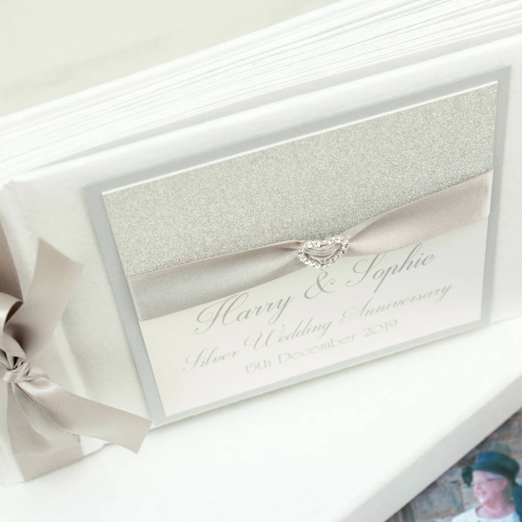 Personalised Silver Wedding Anniversary Photo Album By Love Lumi Ltd