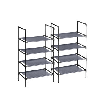 Set Of Two Grey Four Tier Shoe Storage Organiser Rack, 4 of 7