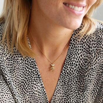 Gold Plated Dancing Teddy Bear Pendant Necklace, 2 of 7