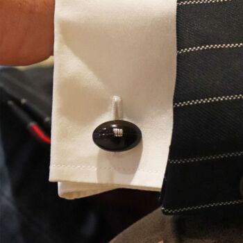 Personalised Dark Brown Rugby Ball Cufflinks, 3 of 7