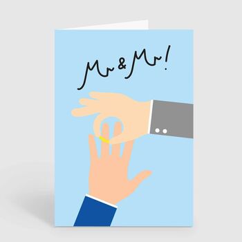 Mr And Mr Gay Couple Two Grooms Wedding Engagement Card, 2 of 2