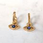 The Evil Eye Hoop Earrings, Lapis Lazuli And Gold Vermeil, thumbnail 3 of 4