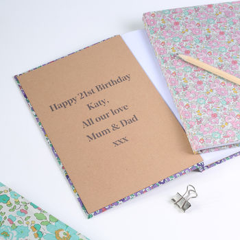 Personalised Liberty Print Fabric Notebook Gift For Her, 2 of 8