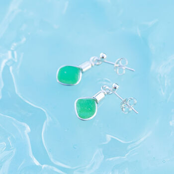 Cornish Sea Glass Stud Earrings Green, 4 of 5