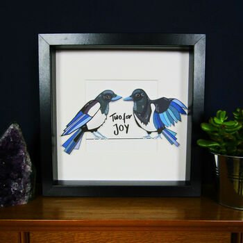 Framed Personalised Magpie Couple Anniversary Print, 3 of 4
