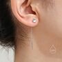 Sterling Silver Genuine Black Onyx Dot Threader Earrings, thumbnail 6 of 10