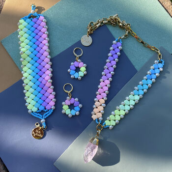 Handmade Pastel Rainbow And Pearl Flower Earrings, 6 of 8
