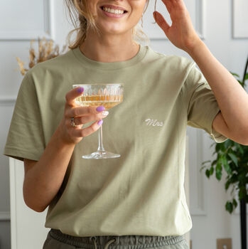 Personalised Embroidered Mrs Script T Shirt, 7 of 10