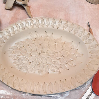 Handmade Oval Ceramic Leaf Platter, 8 of 8