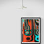 Retro Abstract Wall Art, Orange And Black Shapes, thumbnail 4 of 12