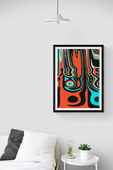 Retro Abstract Wall Art, Orange And Black Shapes, 4 of 12