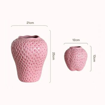 Pink Or Red Strawberry Ceramic Vase Homeware Gift, 2 of 5