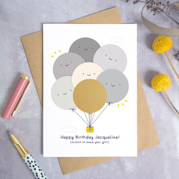 Personalised Birthday Balloons Scratch Card, 2 of 8