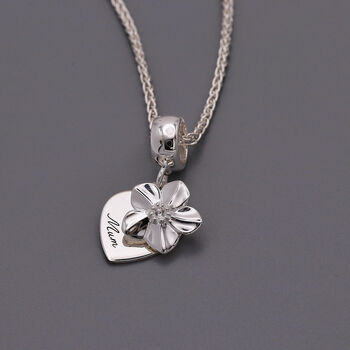 Forget Me Not Memorial Heart Personalised Silver Necklace, 7 of 10