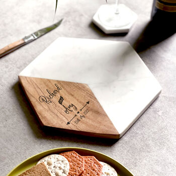 Personalised Marble And Acacia Serving Board, 2 of 3