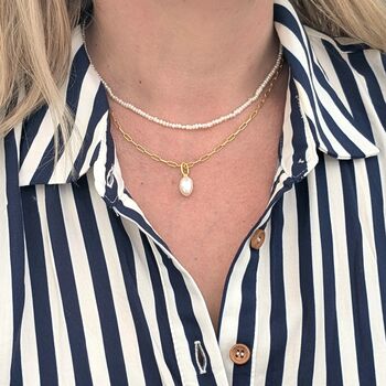 Pearl Skinny Gemstone Beaded Necklace, 4 of 8