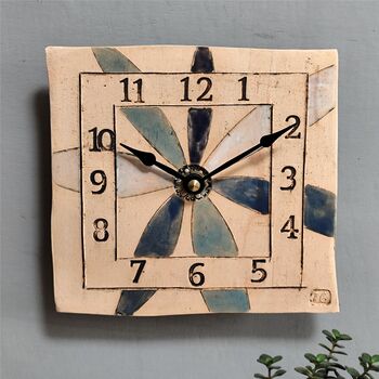 Large Numbers Blue Daisy Wall Clock, 2 of 6