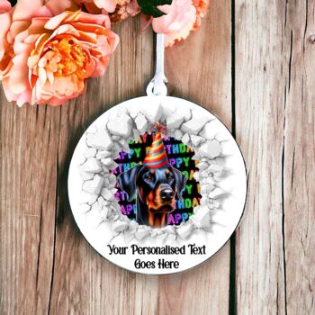 Personalised Doberman Birthday Break Through Dog, 7 of 9