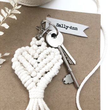 New Home Macramé Keyring Personalised Card, 6 of 8