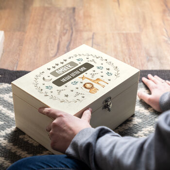 Personalised Giraffe And Lion Keepsake Box Gift For Children, 3 of 6