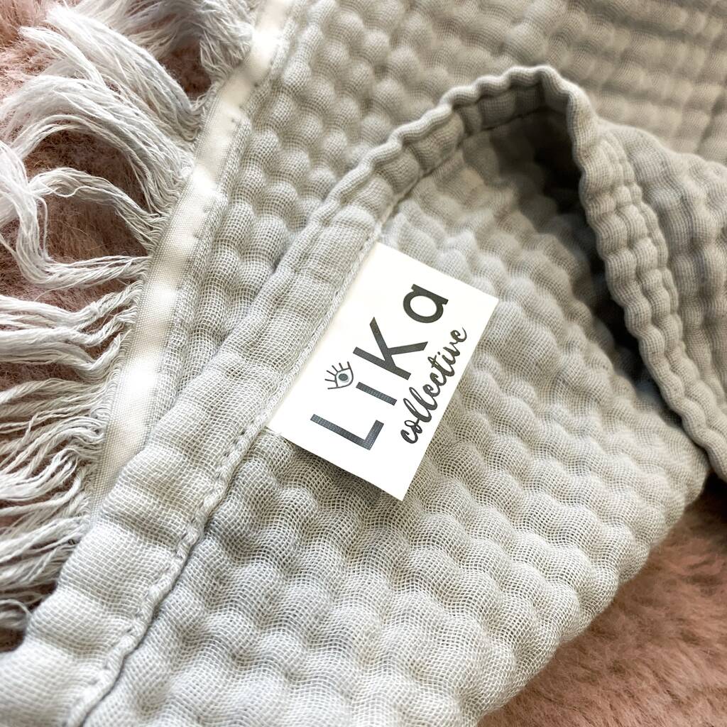 Pale Grey Double Layer Gauze Cotton Muslin Blanket By The Cutlery