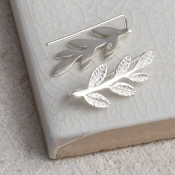 Sterling Silver Leaf Ear Climber, 3 of 4