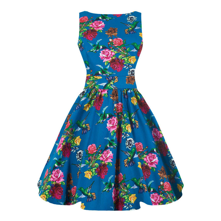 1950s Vintage Style Enchanting Birds Blue Tea Dress By Lady Vintage ...