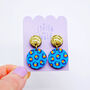 Blue And Orange, Leopard Print Drop Earrings, thumbnail 1 of 7