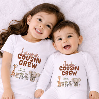 Personalised Cousin Crew Matching Outfits Wild Bunch Neutral Style, 5 of 9