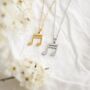 Music Note Charm Necklace With Birthstone, thumbnail 2 of 9