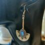 Retro Blue Stone Shape Ethnic Drop Semi Disc Earrings, thumbnail 6 of 8