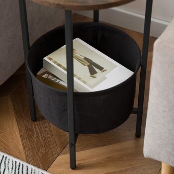 Round Side End Table With Removable Storage Basket, 5 of 9