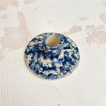 Blue Ceramic Round Candle Stick Holder, 4 of 4