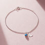 Birthstone And Initial Moon Charm Bracelet, thumbnail 3 of 8