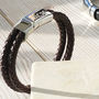 Chestnut Brown Leather Personalised Chrome Bracelet, thumbnail 2 of 11